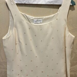Rena Rowan; cream crepe camisole with sparkles; size L